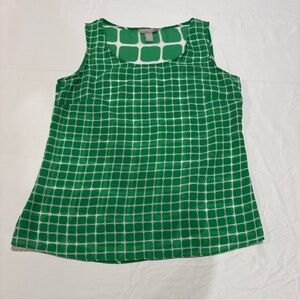 Banana Republic Green Sleveless Blouse Small Sheer Geometric